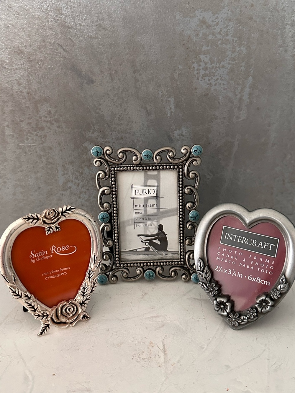 3 Mini PICTURE Frames Silver Plate GODINGER FURIO INTER. 2.5x2.5-2.25X3.25-2 B5